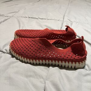 Ilse Jacobsen Shoes Womens 7 /37 Red Tulip Flats Comfort Perforated Slip On